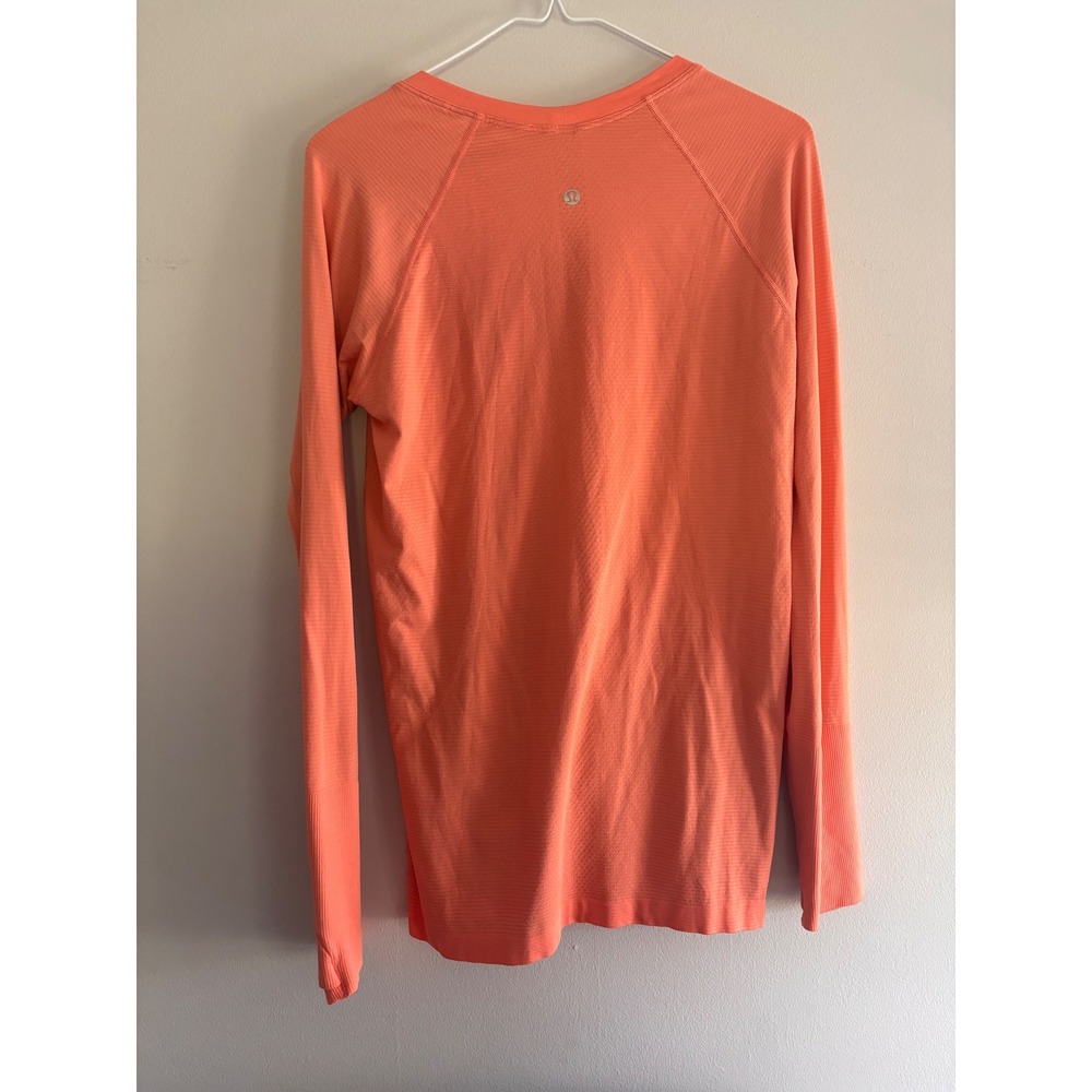 Lululemon Swiftly Tech Long-Sleeve Shirt 2.0 Race Length in Sunny Coral Size 10 - Picture 3 of 5